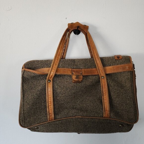 Vintage Hartmann Tweed Leather Carry On Weekender Laptop Overnight